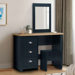 Birlea Highgate 3 Drawer Navy Mirror Dressing Table with Stool