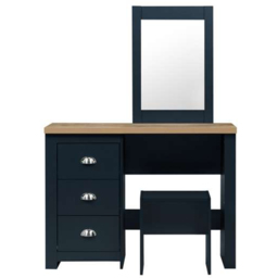 Birlea Highgate 3 Drawer Navy Mirror Dressing Table with Stool - thumbnail 3