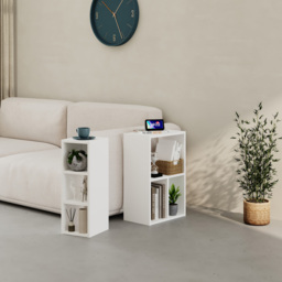 Decortie Combayn 3 Shelf White Low Freestanding Bookcase - thumbnail 4