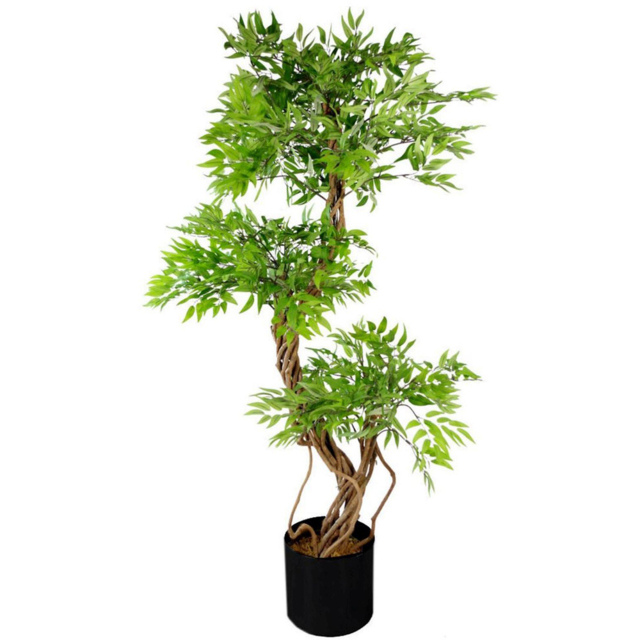 Leaf Green Japanese Fruticosa Ficus Artificial Plant in Black Pot 140cm