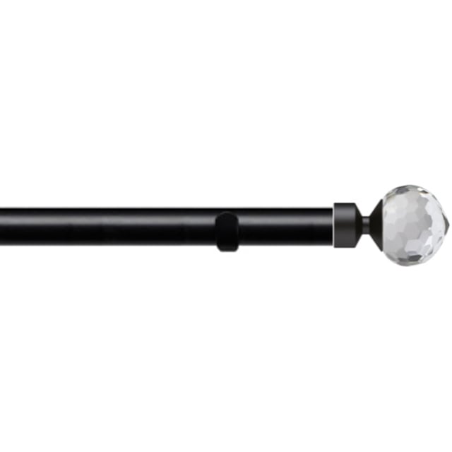New Edge Blinds Black Fixed Length Eyelet Metal Curtain Pole Set with Bella Finial 50cm - image 1