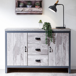 GFW Boston 2 Door 3 Drawer Grey Sideboard