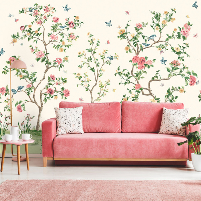 Origin Murals Oriental Flower Tree Cream Wall Mural - image 1