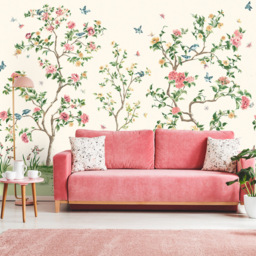 Origin Murals Oriental Flower Tree Cream Wall Mural