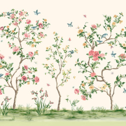 Origin Murals Oriental Flower Tree Cream Wall Mural - thumbnail 2