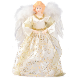 Living and Home Off White LED Angel Christmas Tree Topper