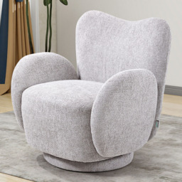 Living and Home Grey Chenille Upholstered High Back Swivel Lounge Chair - thumbnail 1