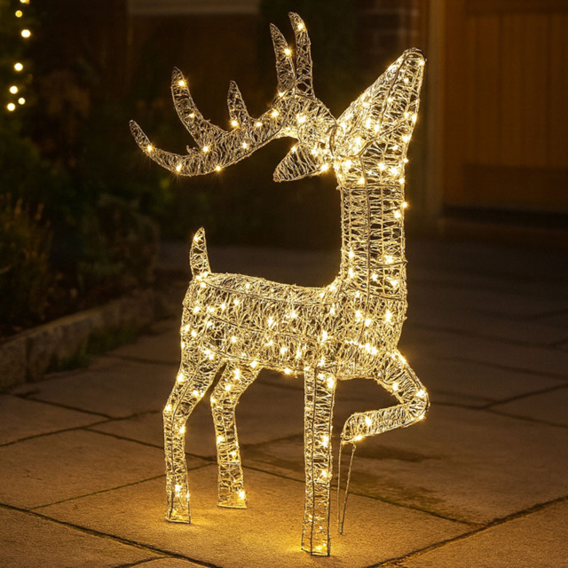 Xmas Haus 200 Warm White LED Silver Head Up Deer Christmas Decoration 2ft - image 1
