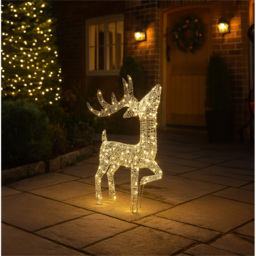 Xmas Haus 200 Warm White LED Silver Head Up Deer Christmas Decoration 2ft - thumbnail 2
