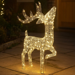 Xmas Haus 200 Warm White LED Silver Head Up Deer Christmas Decoration 2ft - thumbnail 1