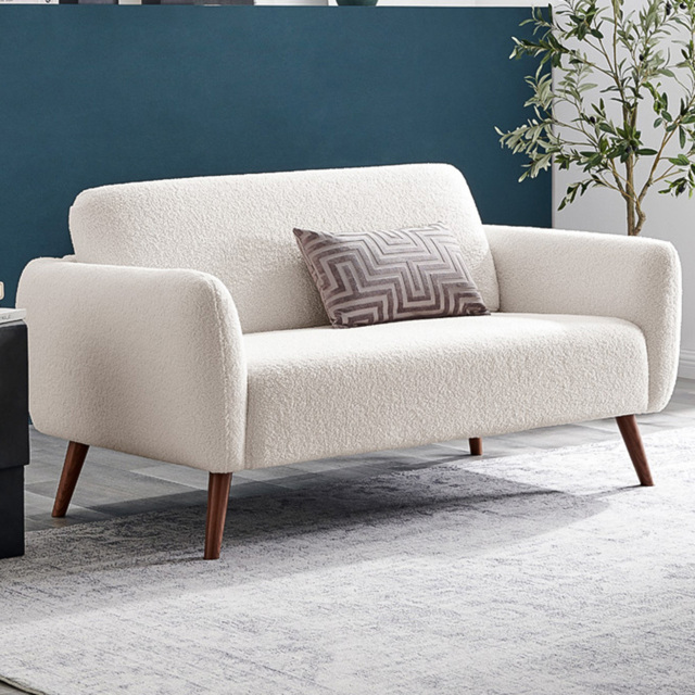 Furniturebox Terry 2 Seater White Boucle Sofa - image 1