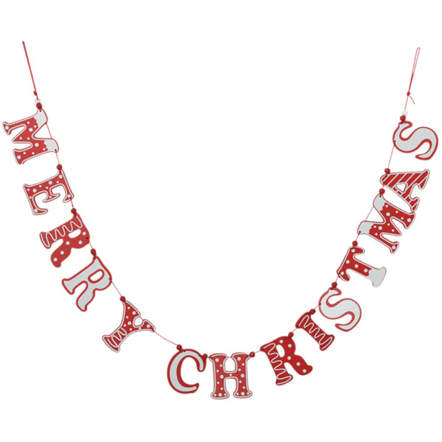 Candy Cane Lane Red and White Merry Christmas Garland 130cm - image 1