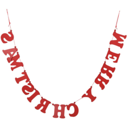 Candy Cane Lane Red and White Merry Christmas Garland 130cm - thumbnail 2