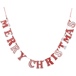 Candy Cane Lane Red and White Merry Christmas Garland 130cm