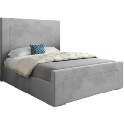 Lucca Grey Double Velvet Upholstered Bed Frame with High Headboard - thumbnail 2