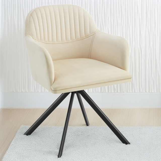 tectake Cream and Black Velvet Swivel Accent Lounge Armchair Set of 2 - image 1