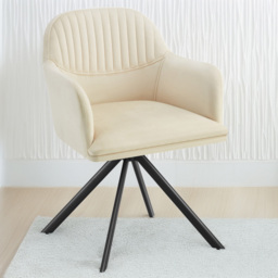 tectake Cream and Black Velvet Swivel Accent Lounge Armchair Set of 2