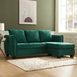Home Detail Halena 3 Seater Green L Shape Sofa with Chaise