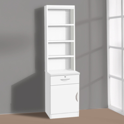 R White Cabinets White Single Door Single Drawer 4 Shelf Cupboard with Hutch