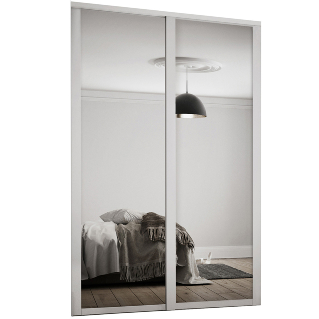 Spacepro Shaker 2 Door Dove Grey Frame Mirror Sliding Wardrobe Kit 1753mm - image 1