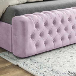 Marino Pink King Size Velvet Upholstered Bed Frame with Mirrored Headboard - thumbnail 4