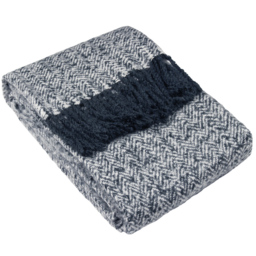 furn. Weaver Navy Herringbone Throw 130 x 180cm