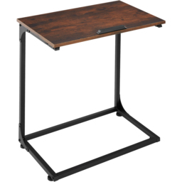 tectake Ruston Dark Wood C Shape Bedside Table - thumbnail 2