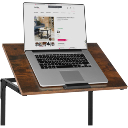 tectake Ruston Dark Wood C Shape Bedside Table - thumbnail 3