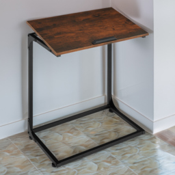 tectake Ruston Dark Wood C Shape Bedside Table