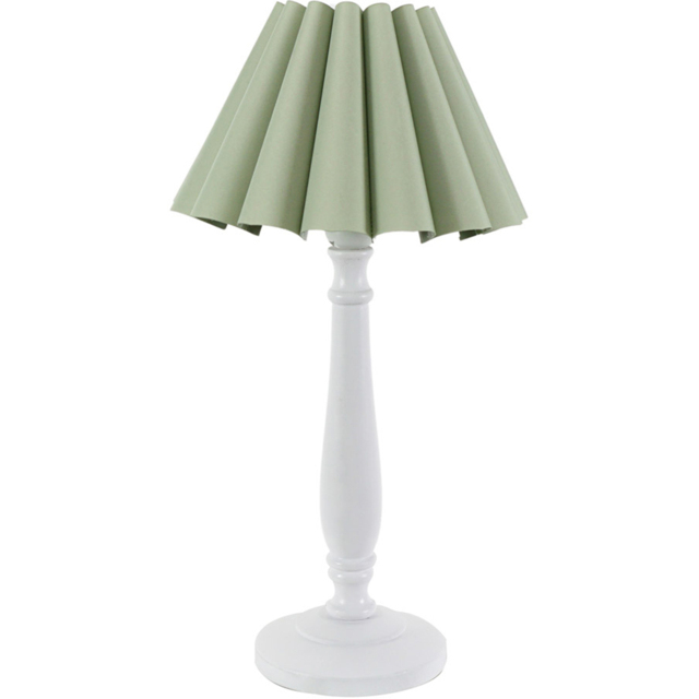 ValueLights Victoria Sage Scallop Shade White Wood Candlestick Stem LED Table Lamp - image 1