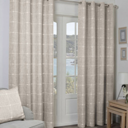 Divante Salcombe Linen Check Eyelet Curtain Natural 228 x 228cm - thumbnail 4