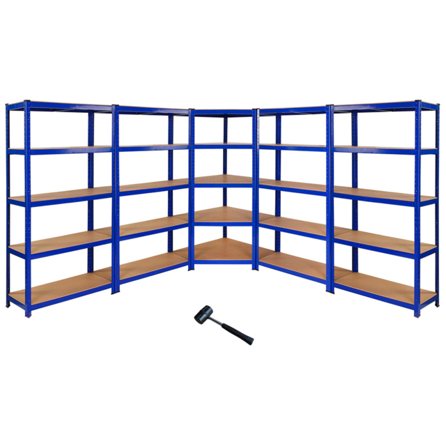MonsterShop T-Rax 5 Shelf Blue Corner Shelving Rack 90cm Set of 3 - image 1