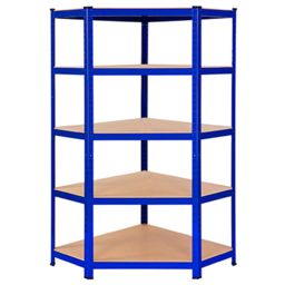 MonsterShop T-Rax 5 Shelf Blue Corner Shelving Rack 90cm Set of 3 - thumbnail 3