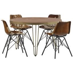 Brooklyn Ozella 4 Seater Dark Gold Round Dining Table - thumbnail 4