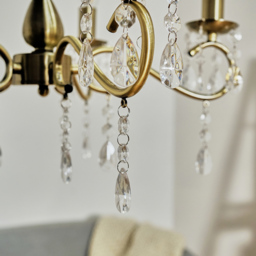 ValueLights Argyll 5 Light Antique Brass Ceiling Chandelier - thumbnail 4