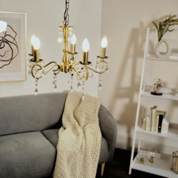 ValueLights Argyll 5 Light Antique Brass Ceiling Chandelier - thumbnail 2
