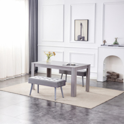 Kosy Koala 4 Seater Dining Set with Bench Grey Velvet - thumbnail 3