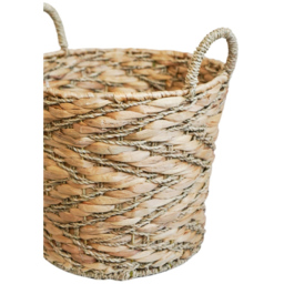 Ivyline Woven Water Hyacinth Natural Log Basket with Handles Set of 2 - thumbnail 3
