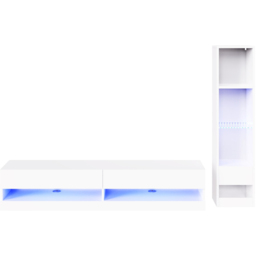 GFW Galicia 6 Shelf White Compact Wall Mounted LED Media Set - thumbnail 2
