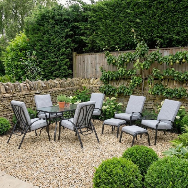 Malay Riviera 6 Seater Grey and Black Dining Set - image 1