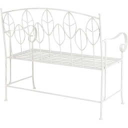 Charles Bentley Antique White 2 Seater Rustic Metal Leaf Pattern Garden Bench - thumbnail 4