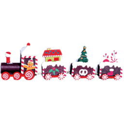 St Helens Multicolour Wooden Christmas Pudding Train Set Decoration
