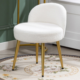 Living and Home White Teddy Fleece Dressing Table Stool - thumbnail 1