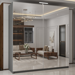 M N Furniture Modern 2 Door Grey Mirrored Sliding Wardrobe 200cm - thumbnail 1