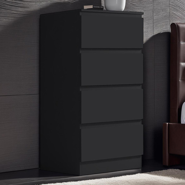 FWStyle Carlton 4 Drawer Matt Black Chest of Drawers - image 1