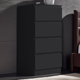 FWStyle Carlton 4 Drawer Matt Black Chest of Drawers
