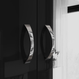 FWStyle Chilton 3 Door Black Gloss Mirrored Wardrobe - thumbnail 4
