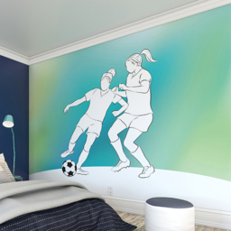 Origin Murals Girls Playing Football Green Wall Mural