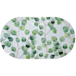 Green and White Eucalyptus PVC Bath Mat 69 x 39cm