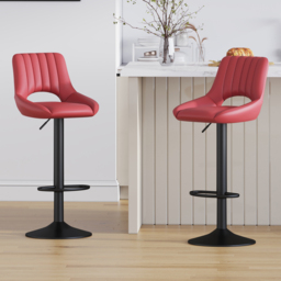 Stacey Red Adjustable Breakfast Bar Stool with Footrest Set of 2 - thumbnail 1